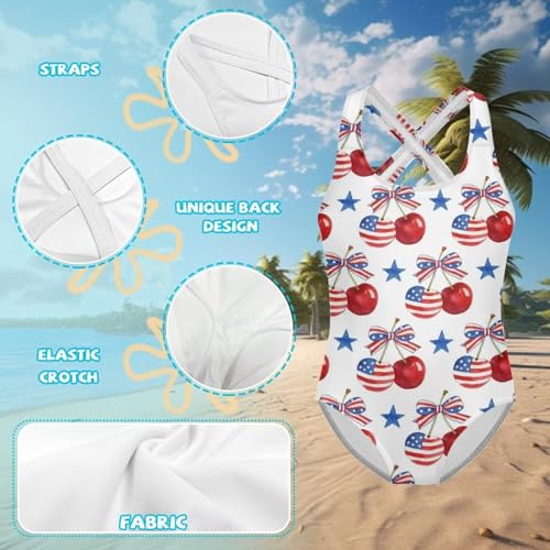 Image of Xpyiqun Swimsuit for Girls One Piece Bathing Suits Size 5-14 Sleeveless Swimwear Cross Shoulder Strap Swimming Wear