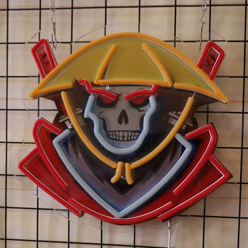 Image of Samurai Skull Led Neon Sign Light Neon Sign Led Light Up Sign Pop Art With UV Printed background Room Wall Decor Man Gaming Room, Kids Room, Bar Decoration, Birthday Party Gifts