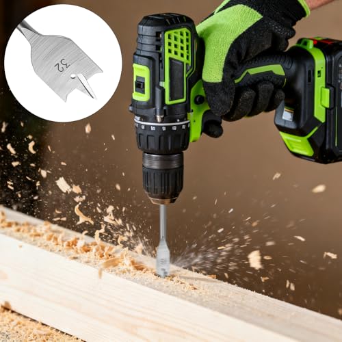 8 Stück Flachfräsbohrer Set, Spatenbohrer Holz 6/10/13/16 /19/22/25/32 mm,150mm Holzbohrer mit 1/4 Zoll Sechskantschaft, für Holzbearbeitung, Hochfester Kohlenstoffstahl