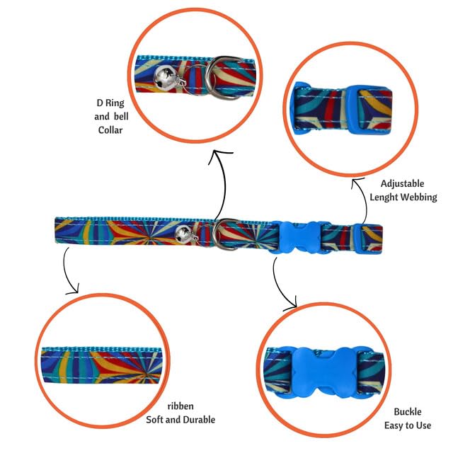 Image of Emily Pets Dog Collar Safety Locking Buckle, Adjustable Soft Breathable Comfortable Nylon Pet Collar for Small, Medium Dogs & Cats (Color May Vary)