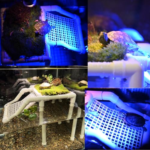 Image of StellarOcean Turtle Tank Accessories, Large Turtle Basking Platform for Aquatic Turtles, Aquarium Dock for 25 /29 /40 /50 /55Gal red Ear Tortuga ramps(SW-10')