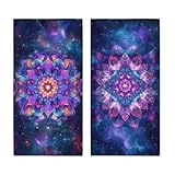 ZLQASD Mandala Hand Towels Set of 2, Purple and Blue Bathroom Kitchen Towels Lightweight Breathable Face Towels for Bathroom Gym Hotel Sport Decor
