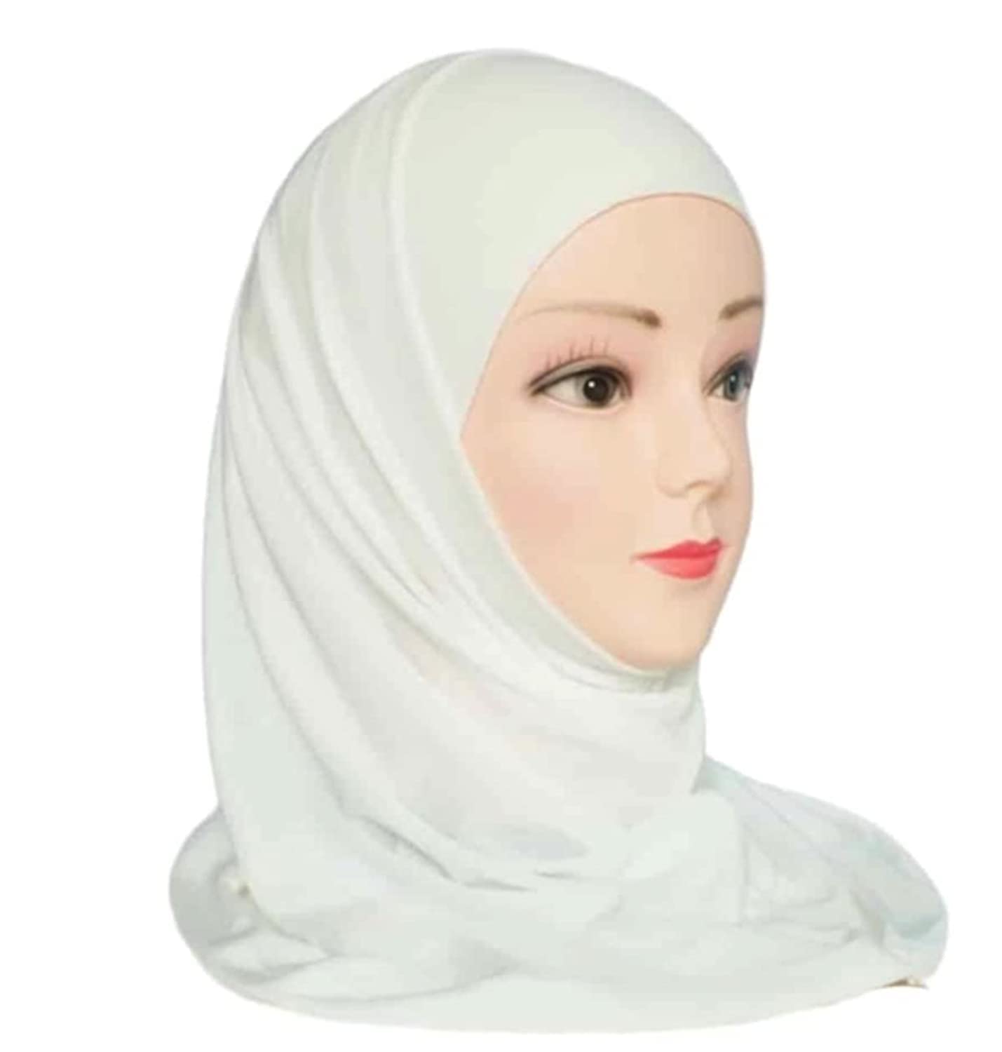 GenericOff-White color Lycra 2 PCs women's Hijab scarf headscarf abaya cap Two-pieces plain light weight Lycra hijab , material.Stretchy, very comfy & good for everyday use, doesn't need a pin