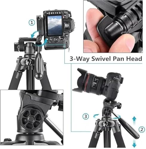 حامل كاميرا NP-8850 ثلاثي القوائم مزودة بقاعدة تثبيت للموبايل وشنطة تخزين ورأس دوران ثلاثي الاتجاهات، لون أسود