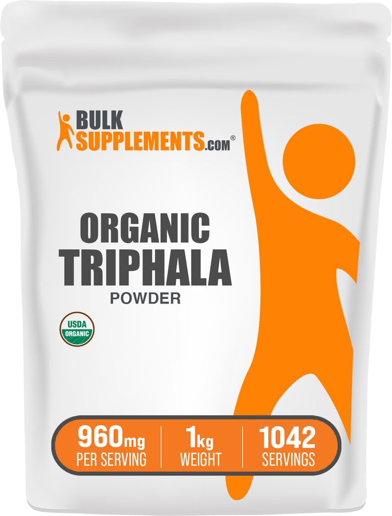 BulkSupplements.com Organic Triphala Powder - Haritaki Powder, Ayurvedic Supplement - Gluten Free, 960mg per Serving, 1kg (2.2 lbs) (Pack of 1) 35.27 Ounce (Pack of 1)