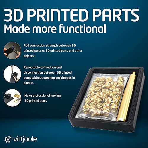 Virtjoule Heat Set Insert Tip For M3 With 30 M3 Inserts - 3D Printing Accessories Compatible With Hakko Fx-888D And Weller Sp40Nus Irons, Soldering Iron Tips For Threaded Inserts #TOP3