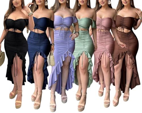 VJJ AIDEAR Elegant Strapless One-Shoulder Evening Dress with High Slit & Irregular Ruffles3