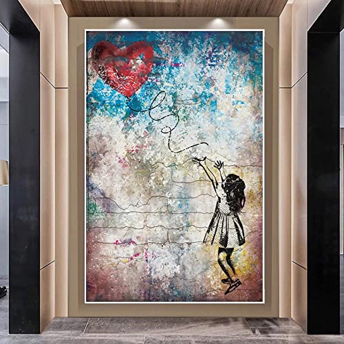 Peinture Banksy fille au ballon decoration salon moderne graffiti