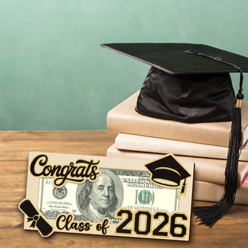 Graduation Gifts 2026 Money Holder for Her Him, Wooden Class of 2026 Graduation Cash Holder, Money Envelopes Box for Cash Gifts for College High School