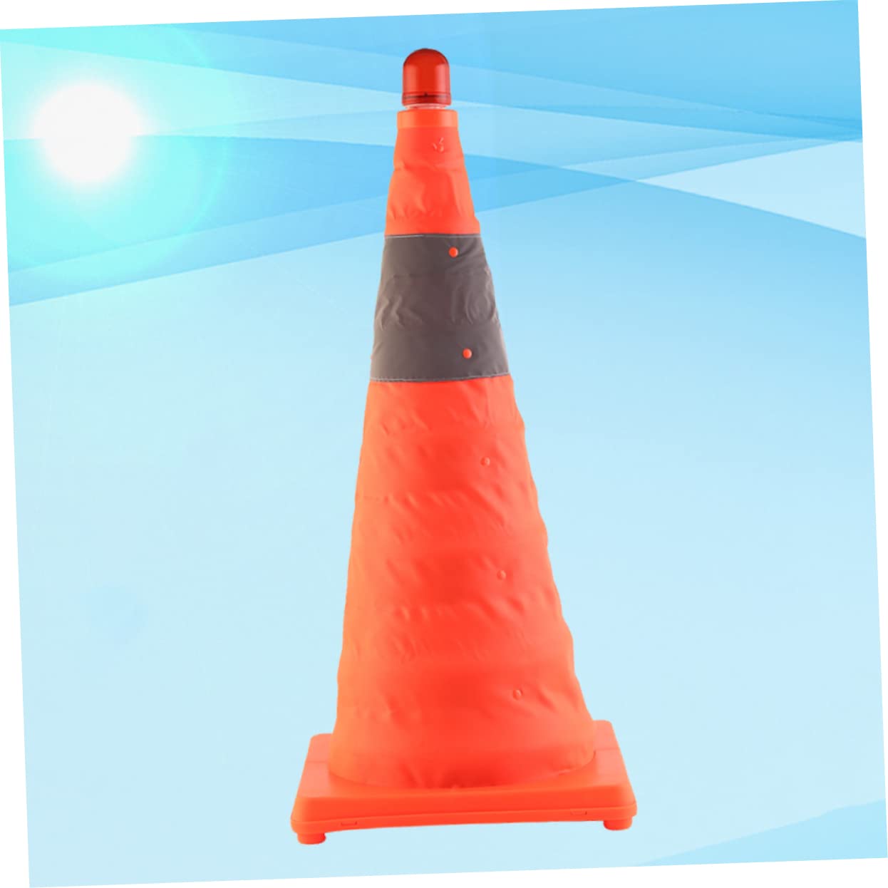 Cône Routier Pliable Réfléchissant Lot 1 Pièce, avec Lampe LED