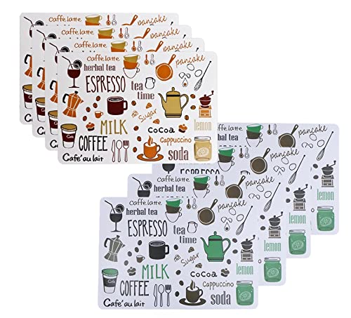 Image of 8 Pieces PVC PlaceMat - Non-Slip, Heat Resistant and Washable Hot Insulation Pad - Modern Waterproof Placemats for Decorations, Dining Table, Kitchen, Restaurant, Hotel (8-Piece, Multi)
