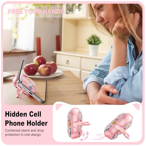 Coque AirPods 4 protectrice rose fleurie résoud le support mobile - 3