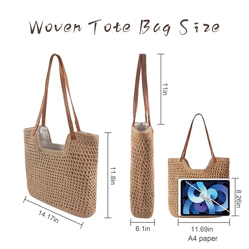 Bolso de Playa de Crochet, Bolsa Tote Tejida, Boho para Mujer miniatura 2