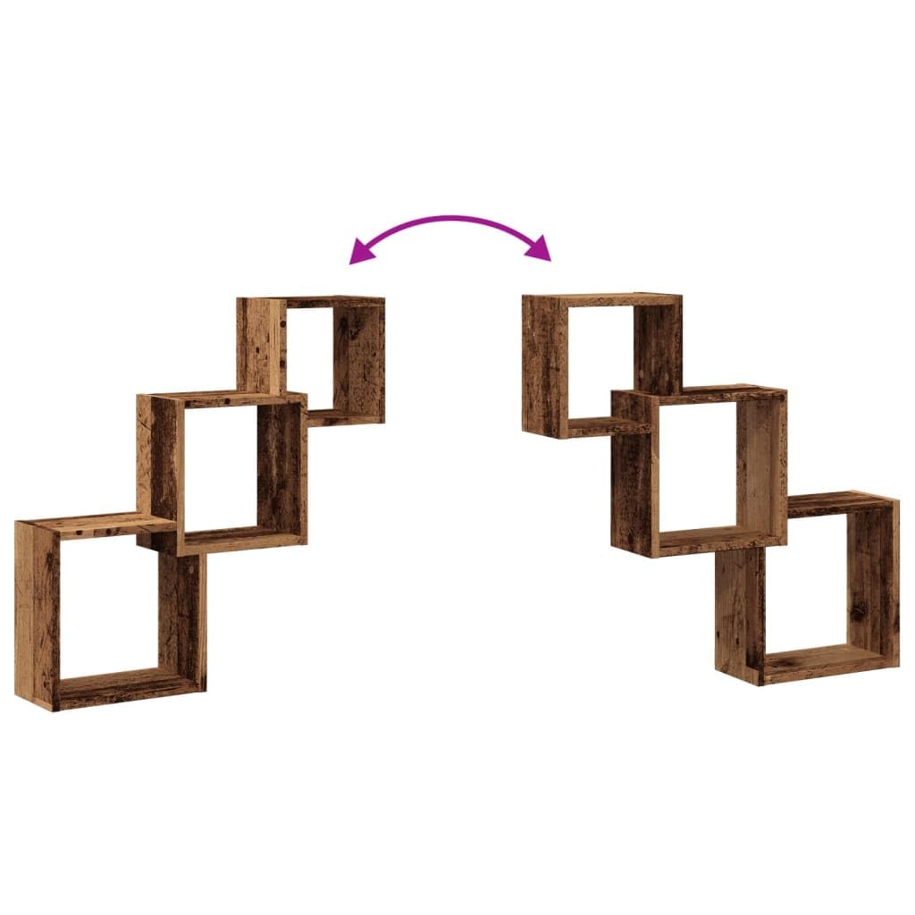 vidaXL Étagère Murale en Forme de Cube Vieux Bois Bois d'ingénierie