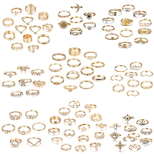 DOLOTTA 95PCS Boho Knuckle Rings for Women Stackable Crystal Joint Rings Set Gold Rings Set Fashion Finger Knuckle Midi Rings for Women DOLOTTA 95PCS Boho Knuckle Rings for Women Stackable Crystal Joint Rings Set Gold Rings Set Fashion Finger Knuckle Midi Rings for Women