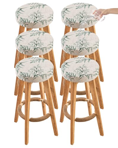 Image of CRFATOP 6 Pack Waterproof Bar Stool Covers Round Seat Slipcover,M,14
