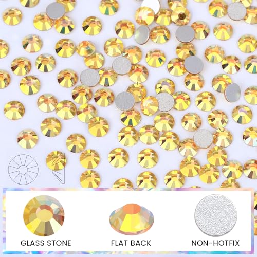 Image of Novani Rhinestones 1440Pcs Flatback Crystal Round Loose Gemstones Glass Rhinestones for Crafts Makeup Nail Art Clothes Shoes DIY Decorations(SS16, 3.8-4.0mm,MetalSunlight)