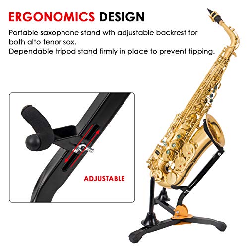image for Kmise Folding Saxophone Tripod Stand Holder Clarinet Sax Alto Tenor Po
