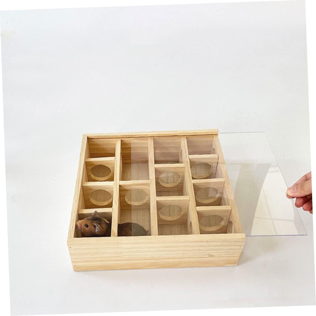 Toddmomy Wooden Maze Toy for Hamsters Multi-Grid Chinchilla Maze Chewing Accessories Interactive PET Supply for Small Animals