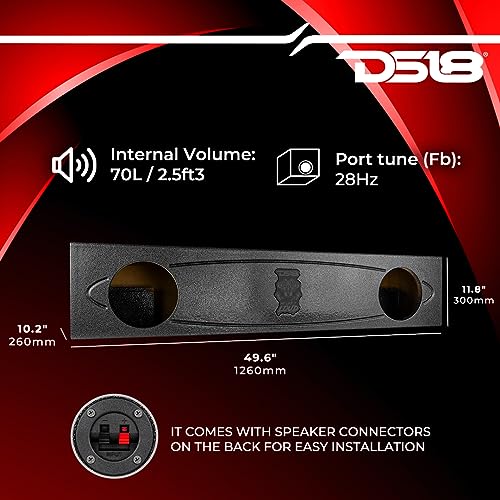DS18 ENS-DODGE19-2X8 Ported Subwoofer Enclosure for Trucks - Compatible with Dodge RAM 2019-2022 - Houses 2X 8 Subwoofers - Under Seat Ported Subwoofer Enclosure - Empty Box - Speakers Not Included