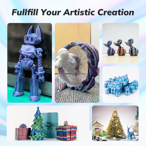 Image of AMOLEN Silk PLA 3D Printer Filament, Shiny Multicolor Rainbow PLA Filament 1.75mm, Fast Color Change PLA 3D Printing Filament for Most FDM 3D Printer, Gold Purple Red, 1kg (2.2lbs)