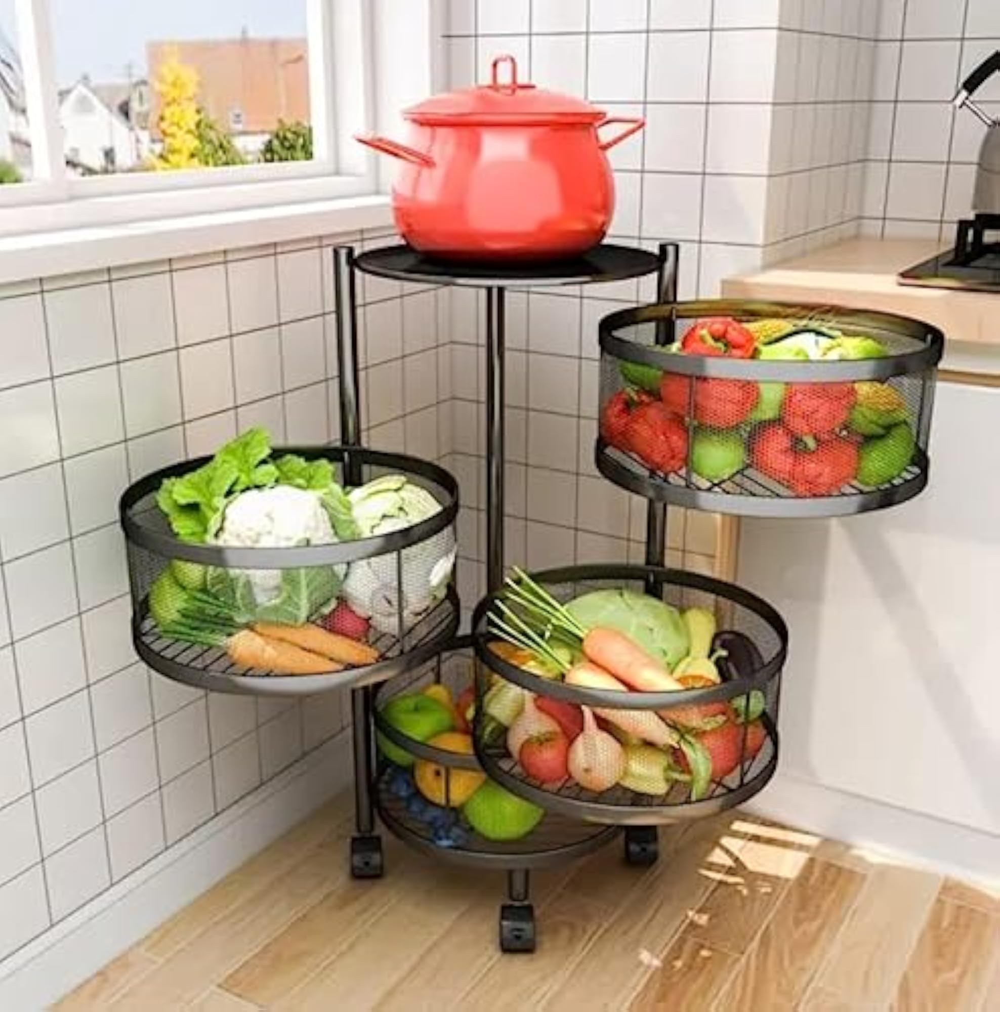 Multi-Tier Rolling Kitchen Storage Trolley with Wheels