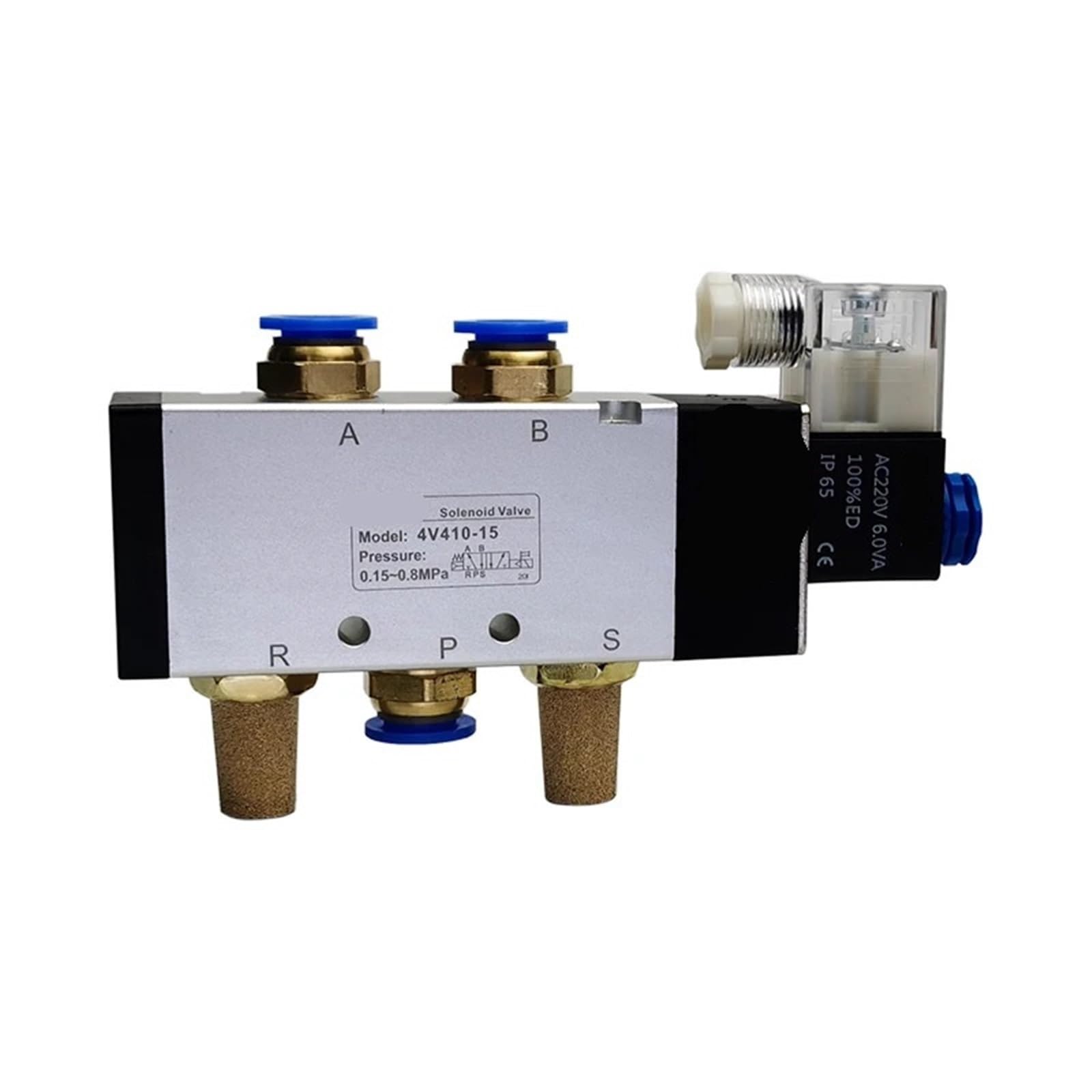 Pneumatyczny zawór powietrzny Solenoid 4V410-15 5-drożny 2-pozycyjny zawór gazowy 1 szt. (z 6 mm, DC24V)
