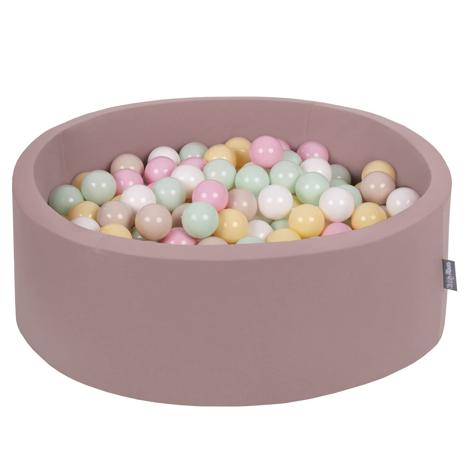 KiddyMoon 90X30cm/300 Balls ∅ 7Cm / 2.75In Baby Foam Ball Pit Made In EU, Heather:Pastel Beige/Pastel Yellow/White/Mint/Powder Pink — image 1
