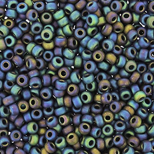 Black Matte Ab Miyuki Japanese Round Rocailles Glass Seed Beads 11/0 Approximately 24 Gram 5 Inch Tube #TOP4