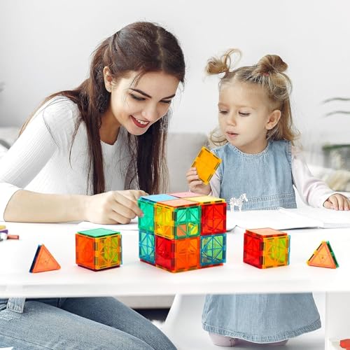 Image of ANVIE & ABEER Set of 30 Big (75mm) Magnetic Building Tiles for Kids, Educational Stacking Blocks for Boys Girls, Magnets Construction Toys, (Big Tiles Set of 30 PCS)