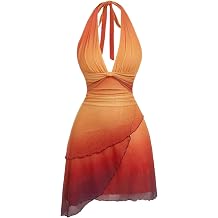 SOLY HUX Womens Halter Mini Sunset Dresses Ombre Beach Summer Dress