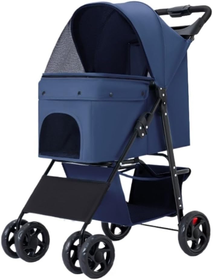 Stroller for Cats Dog Stroller Folding Dog Stroller 4 Wheels Pet Stroller Cat Stroller Travel Cart with Storage Basket for Small Medium Dogs Cats Pet Carrier Strolling Cart(B)