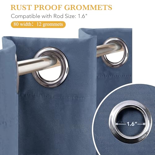 Image of RYB HOME Blackout Thermal Insulated Curtains, Portable Curtain for Sliding Glass Door /Storage /Space Room Divider, Large Window Treatment Room Divider Panel, W80 x L84, Stone Blue, 1 Panel