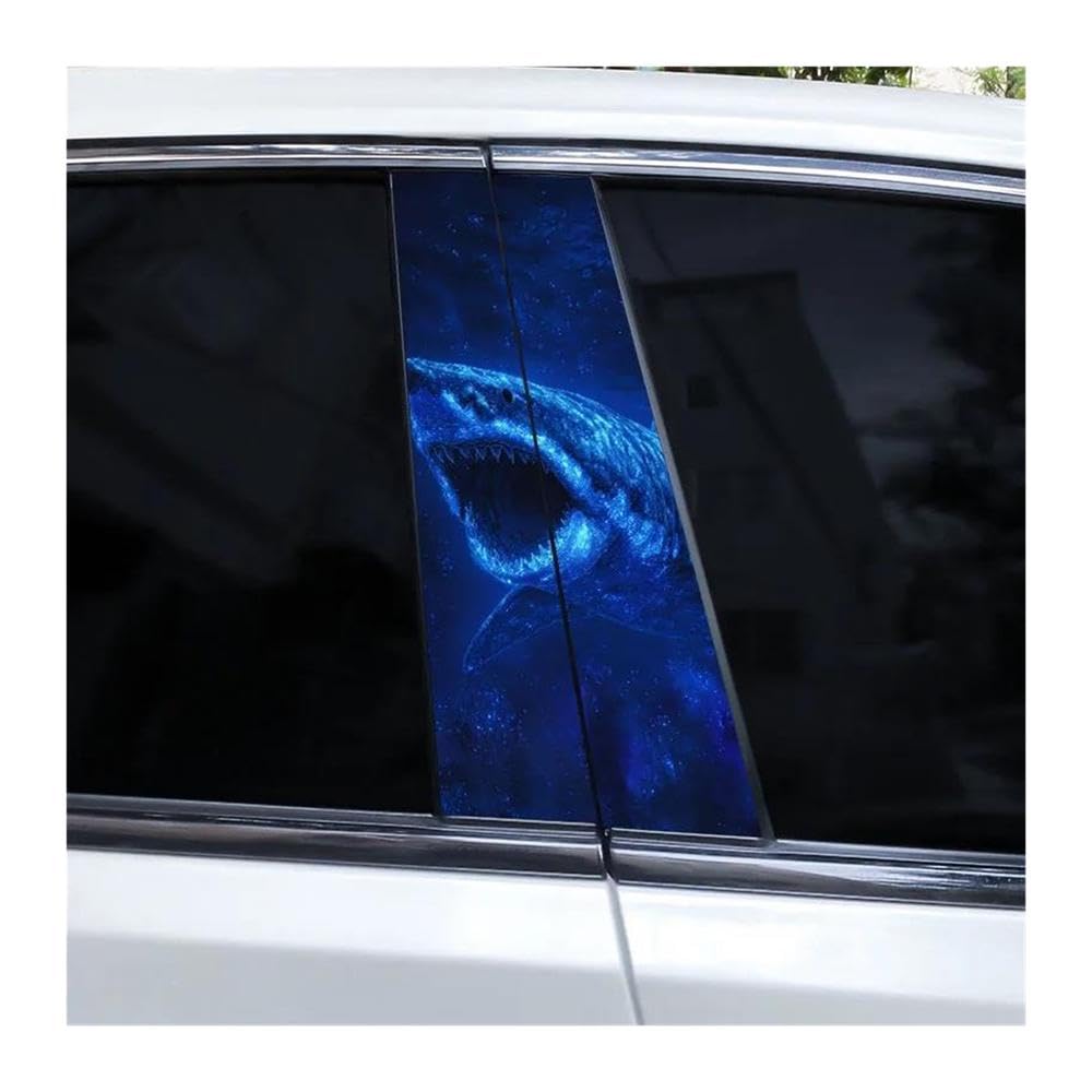 Body Parts 1pair Car Door Pillar Decoration Sticker Horror Shark Sticker DIY Car Center Column Sticker(F)
