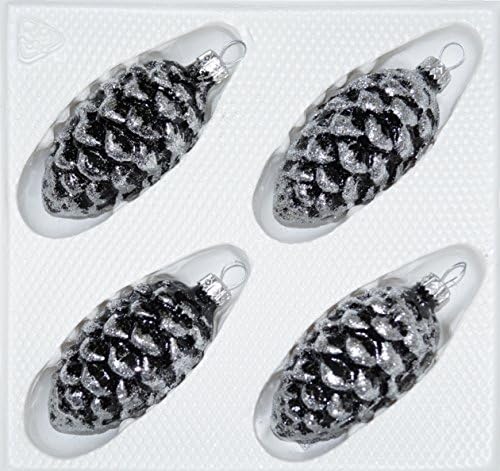 Glas-Zapfen Christbaumschmuck Set - 6-teilig In Vintage Silver