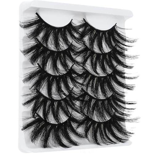 Faux cils, 5 paires de cils multicouches de 25 mm, vison artificiels dramatiques 5D, épais et moelleux 25 mm