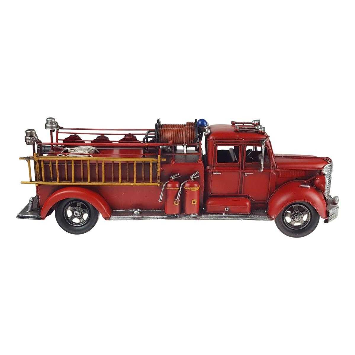 Blechmodell Blechauto Modellauto Feuerwehrwagen Feuerwehrauto Antik-Stil Eisen rot L 51,1 cm
