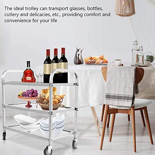 Ejoyous 3 Böden Küchenwagen, Servierwagen Edelstahl Mit Rollen Aufbewahrungswagen Multifunktion Rollwagen Mit 3 Ebenen… – Bild 4
