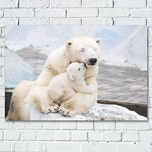 HNZKly Art Animal Murale Art Ours Polaire Arctique Bébé Ours Affiches Moderne Sur Toile tableau Art Peintures Decoration Salon Chambre Maison Tableaux Decoration 40x60 cm / Sans Cadre-7