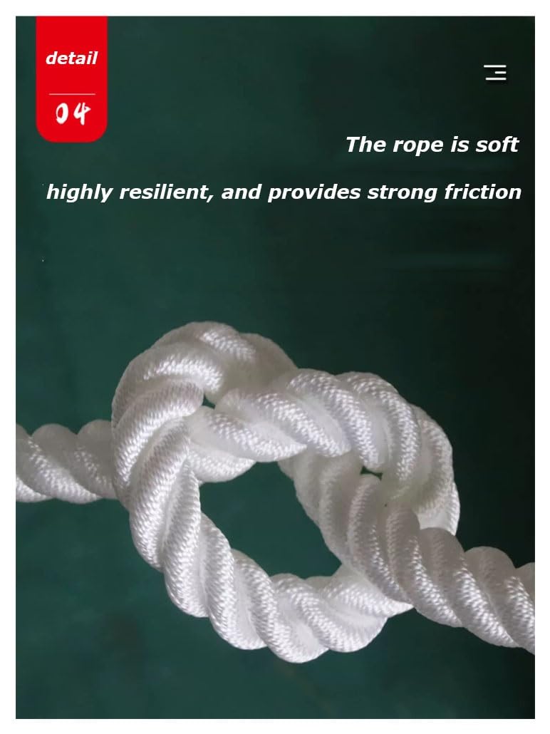 Cuerda De Nailon Blanco De 3 Cabos Cuerda De Amarre De Nailon Cuerda De Muelle para SBuques Pesqueros | Rescate De Emergencia | Operaciones A Gran Altitud (Blanco)