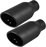 Upower 2.5" Inlet to 4" Outlet Black Stainless Steel Exhaust Tips, 9" Weld-On Rolled End (Pack of 2)