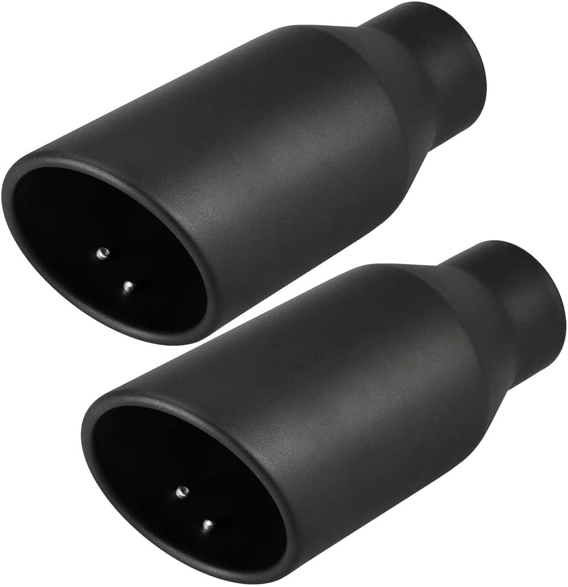 Upower 2.5 inch Inlet 4 inch Outlet Exhaust Tip 2.5" to 4" Exhaust Tailpipe Tips 9" Long Black Weld On 1.2mm Thick Stainless Steel 2 1/2 Inlet Rolled End (Pack of 2)