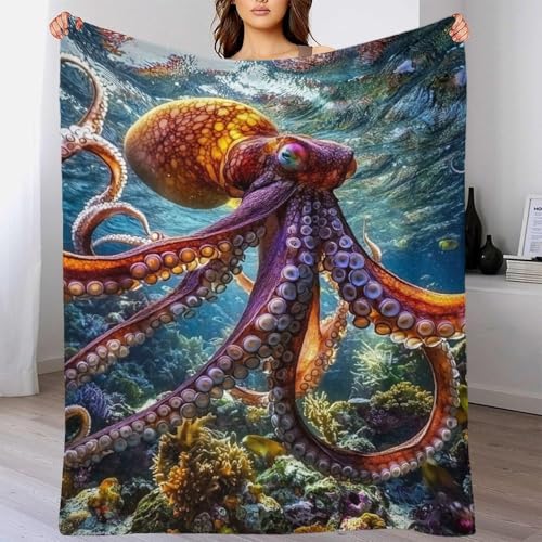 Couverture super douce motif pieuvre en textile de haute densité