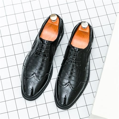 Mens Lace up British Style Oxford Brogue Shoes Genuine Leather Formal Business Dress Office Work Shoes2