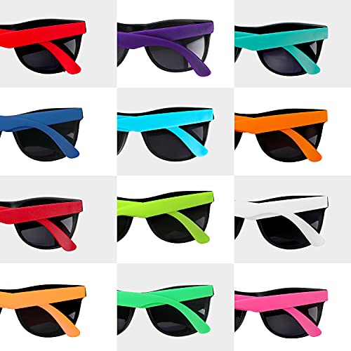 48 Pack 12 Colors Neon Sunglasses With Dark Lens, 80's Style Colorful Novelty Sunglasses For Bulk Party Favors, Beach & Summer Party, Goody Bag Fillers, For Boys, Girls, Teens & Adults2