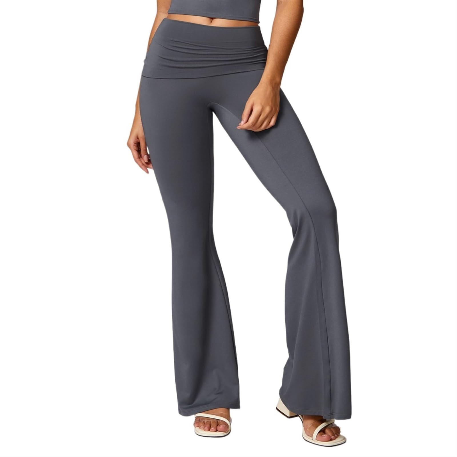 Leggings da Yoga in Palestra, a Vita Alta, da Ballo, a Zampa d'elefante, Push-up, ad Asciugatura Rapida, Pantaloni Sportivi Svasati da Donna(Gray,XL)