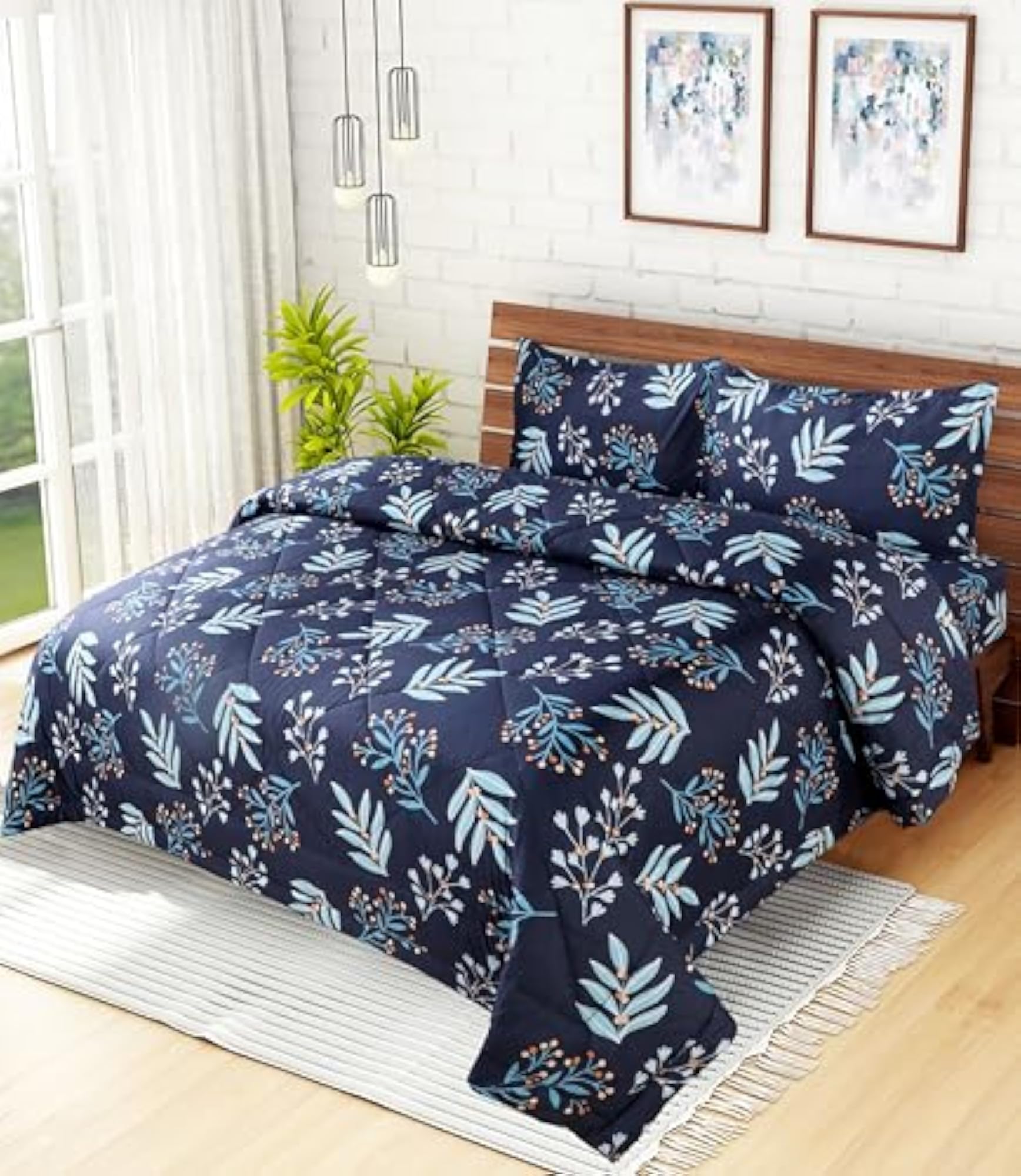 Reversible AC Comforter Set King Size with Pillow Covers