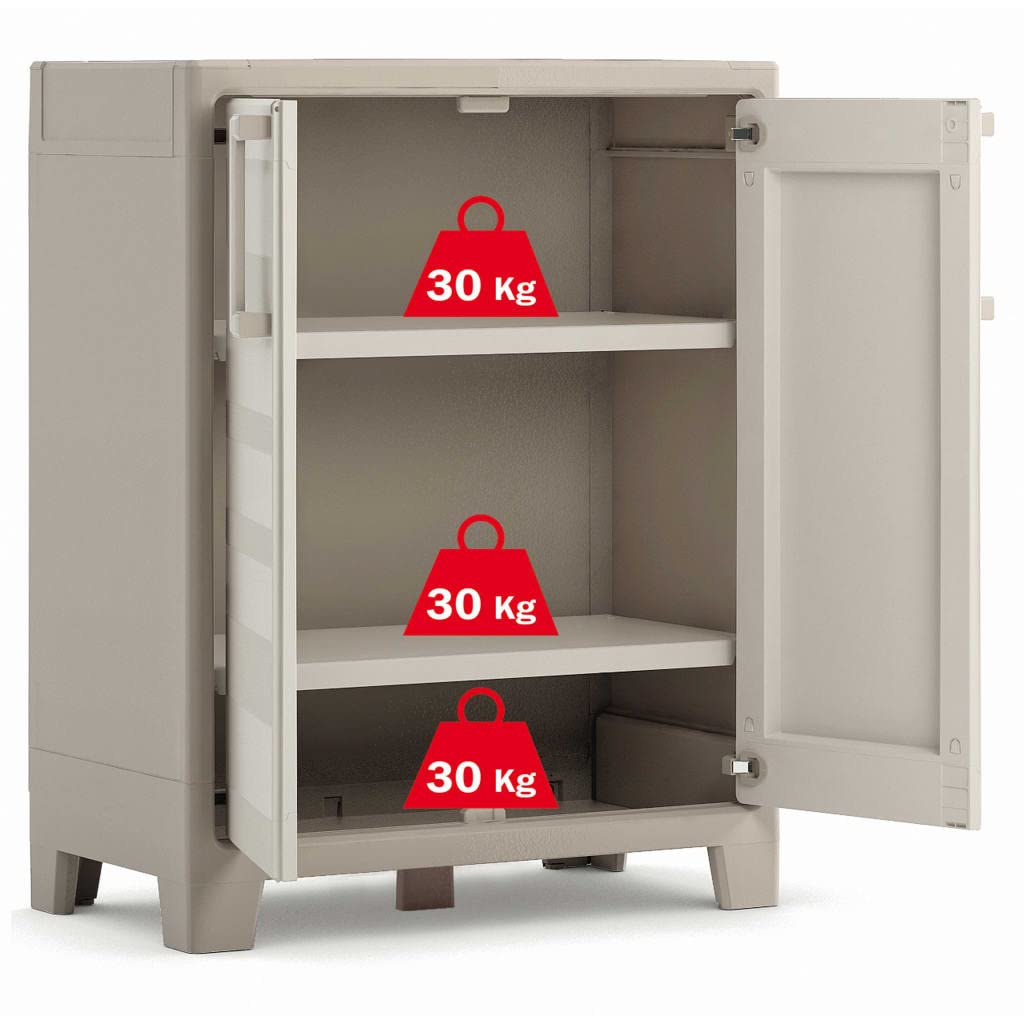 Keter Gulliver Basso XL Armadio 2 Ripiani 80x44x100 cm Sabbia Beige