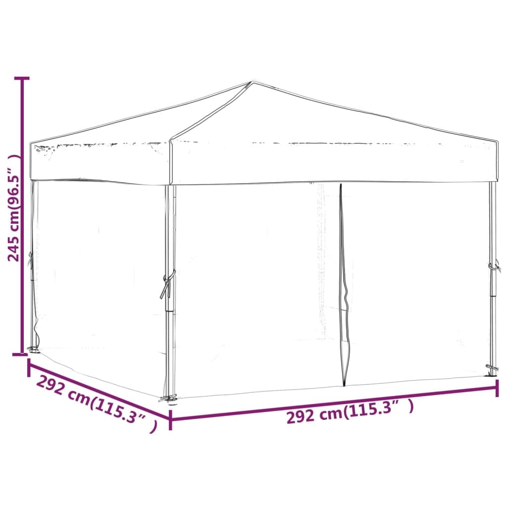 Carpa plegable para fiestas con paredes laterales, color negro, 3 x 3 m, carpa plegable de tela Oxford 210D con revestimiento plateado, resistente a los rayos UV y al agua, marco de acero estable
