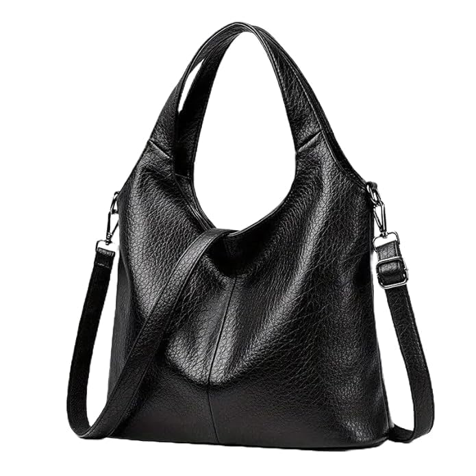 Image of Crossbody Bag for Women, Black Tone Shoulder Handbag for Women, Grain Texture with Inner Padded Pocket Handbag